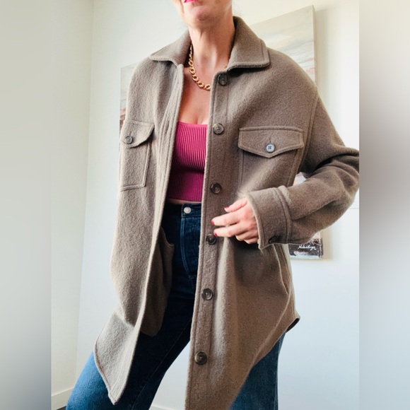ARITZIA Wilfred Free Ganna Shirt Jacket Shacket Tan S - Picture 7 of 15